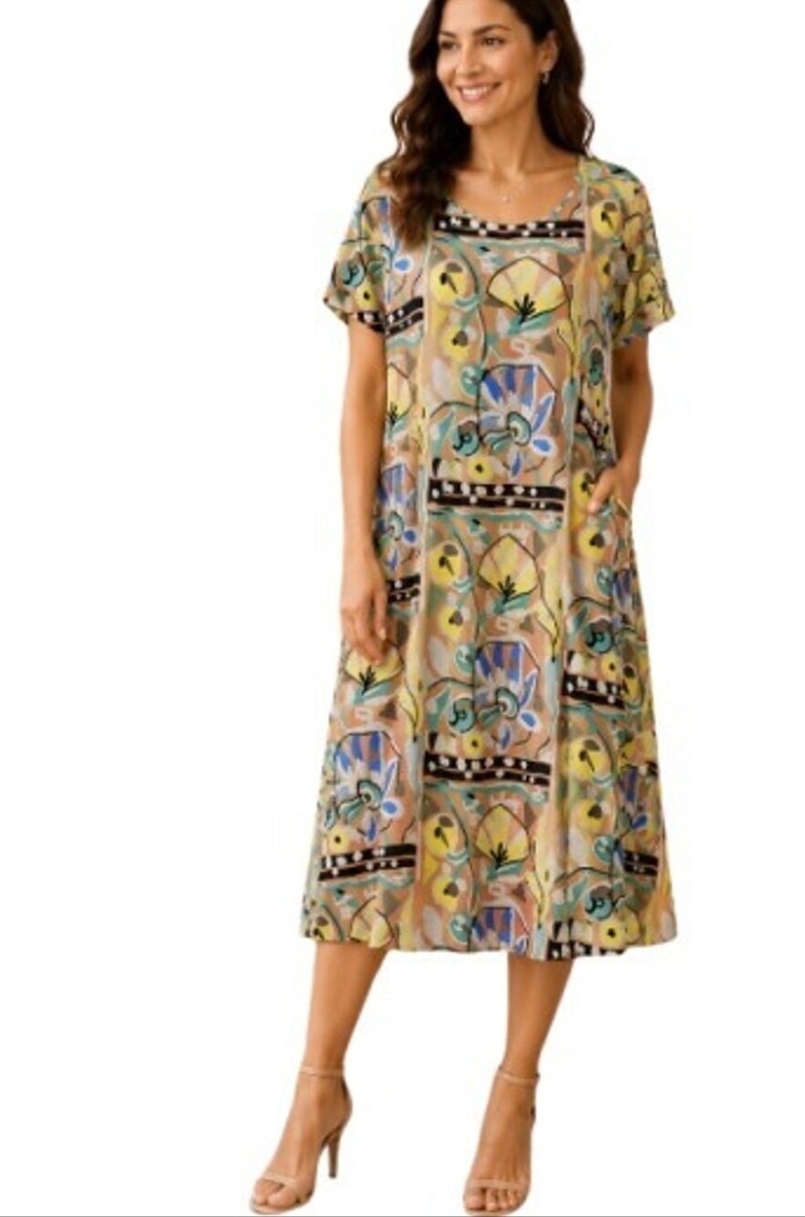 Anthropologie Vanessa Virginia Mina Floral Abstract Print Midi Dress In S
